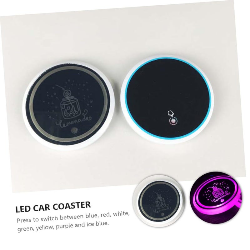 2 Pcs Smart Led Car Cup Holder Lights Usb Charging Pad Luminous Coaster For Decor - Image 4