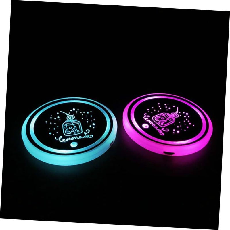 2 Pcs Smart Led Car Cup Holder Lights Usb Charging Pad Luminous Coaster For Decor - Image 5