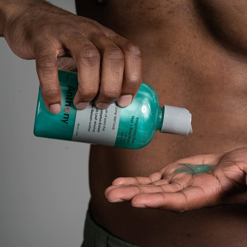 Anthony غسول جسم وشامبو أنطوني للرجال: جل سائل 2 في 1 المنعش، برائحة خشب الصنوبر، مرطب مع الكينا، بلسم كندي، ورقة البتولا، فحم، طحالب بحرية، 12 أونصة سائلة. - Image 2