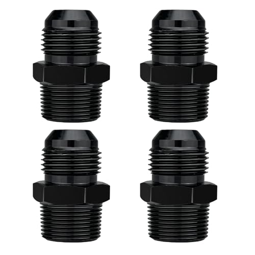 caqeg 10AN Male Flare to 12 NPT Pipe Fitting Adapter Aluminum Straight Black Pack of 4 - Image 1