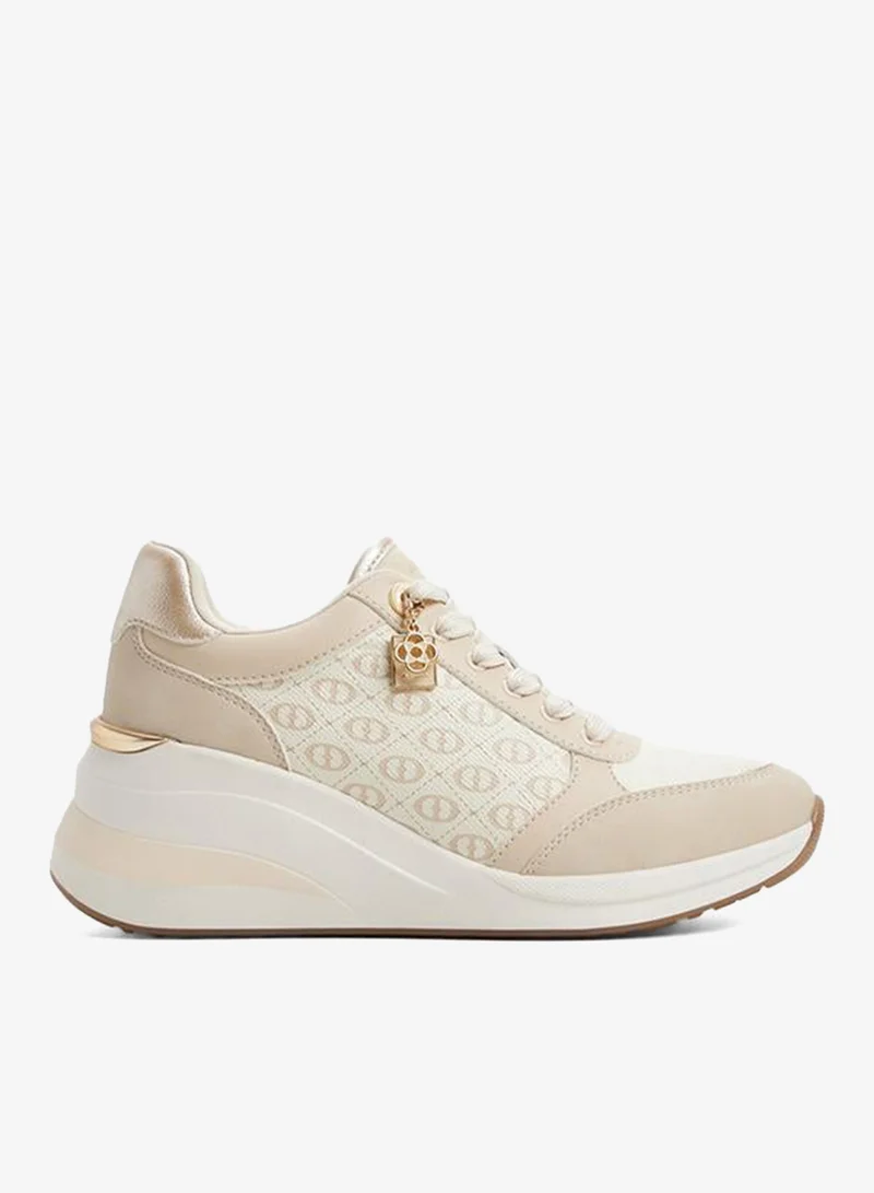Cambay Ladies Beige Wedge Sneakers