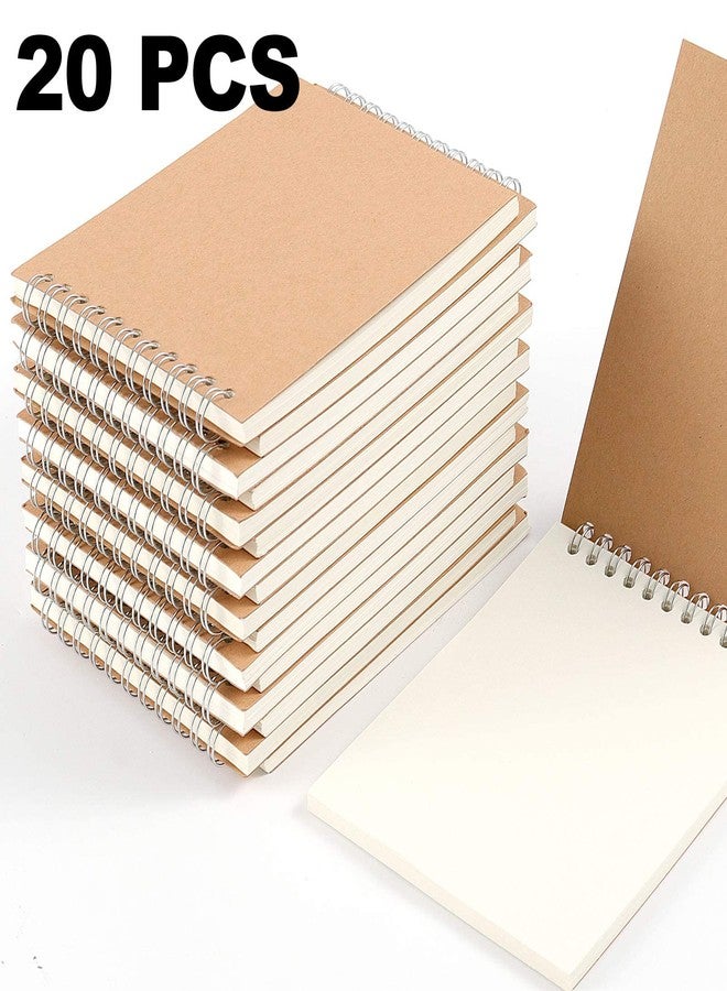 HOZEON 20 PCS A6 Size Top Spiral Bound Sketch Notebooks, Blank Kraft Brown Cardboard Cover Sketch Pad for Animation, Sketching, Drawing, Doodling and Journaling, 60 Sheets for Each Pad - Image 2