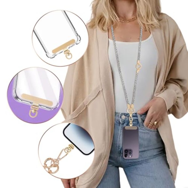 Crystal Phone Strap Crossbody Rhinestone Anti Theft Laye Strap Crossbody Cell Phone Neck for Women - Image 5