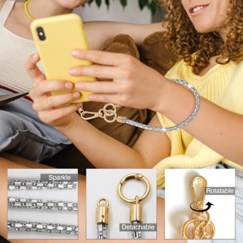 Crystal Phone Strap Crossbody Rhinestone Anti Theft Laye Strap Crossbody Cell Phone Neck for Women - Image 2