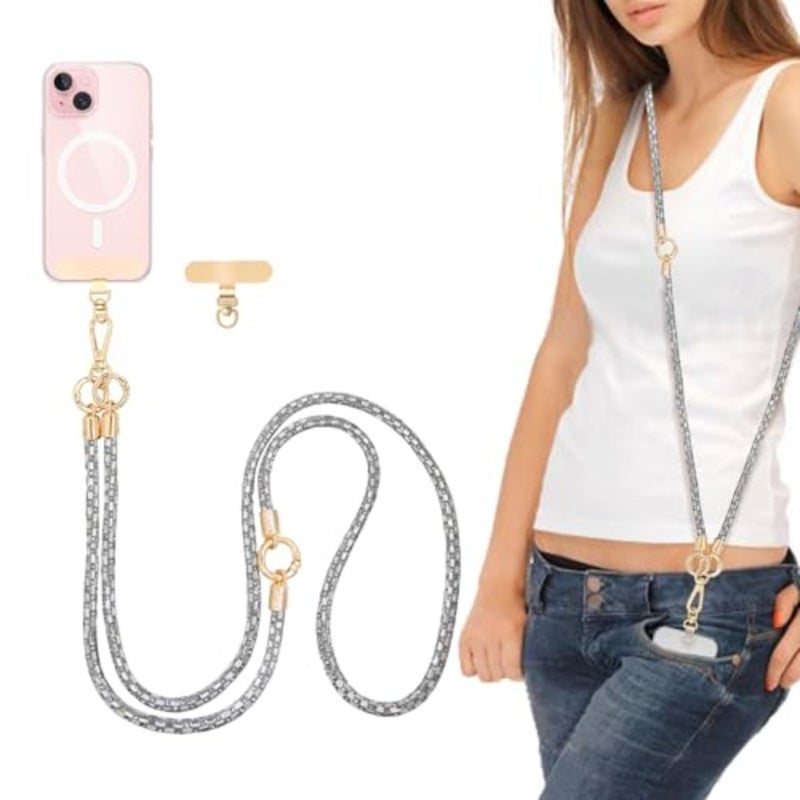 Crystal Phone Strap Crossbody Rhinestone Anti Theft Laye Strap Crossbody Cell Phone Neck for Women - Image 1