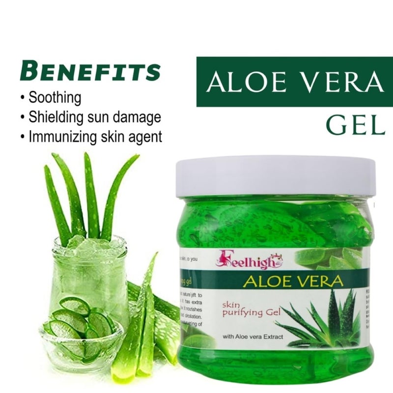 Feelhigh Aloe Vera Skin Gel 500g For Face Body Hydrating Moisturizing Soothing Skin Multipurpose Gel Enriched with Aloe Vera Extract - Image 5