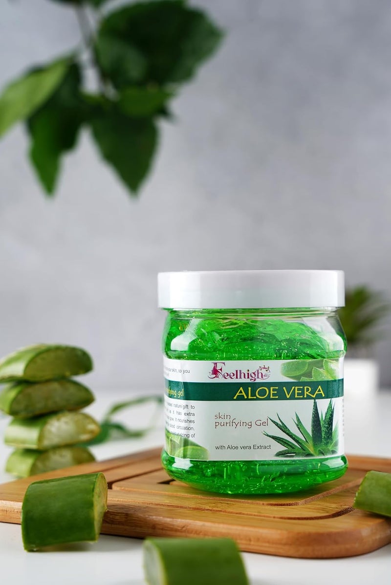 Feelhigh Aloe Vera Skin Gel 500g For Face Body Hydrating Moisturizing Soothing Skin Multipurpose Gel Enriched with Aloe Vera Extract - Image 3