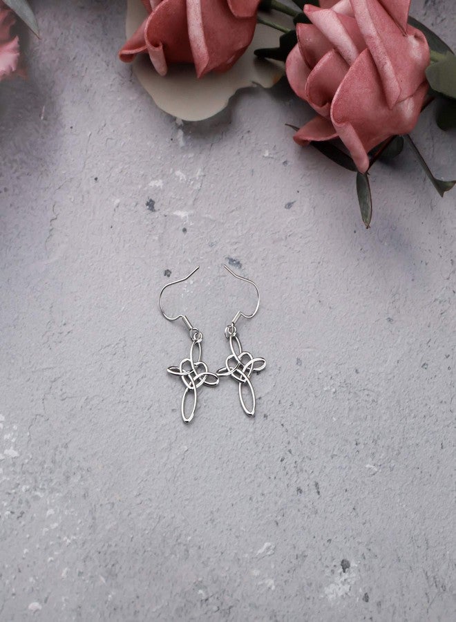 ميوسبارك أقراط MYOSPARK بتصميم عقدة سلتيك متقاطعة، أقراط متدلية على شكل صليب لجلب الحظ، مجوهرات دينية ترمز إلى الحب الأبدي، مجوهرات سلتيك إيرلندية، هدية للنساء (عقدة سلتيك ER) - Image 4