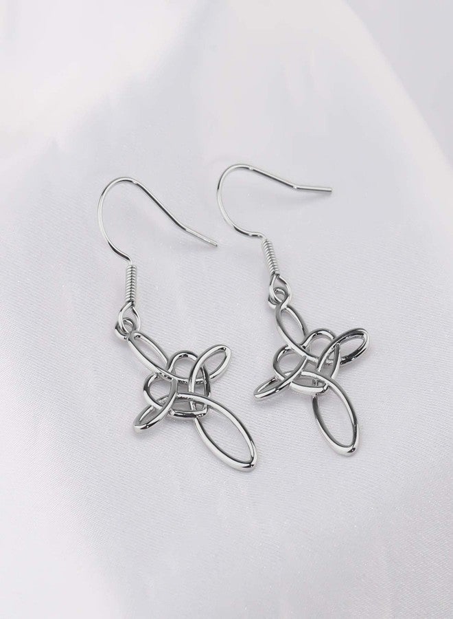 ميوسبارك أقراط MYOSPARK بتصميم عقدة سلتيك متقاطعة، أقراط متدلية على شكل صليب لجلب الحظ، مجوهرات دينية ترمز إلى الحب الأبدي، مجوهرات سلتيك إيرلندية، هدية للنساء (عقدة سلتيك ER) - Image 5