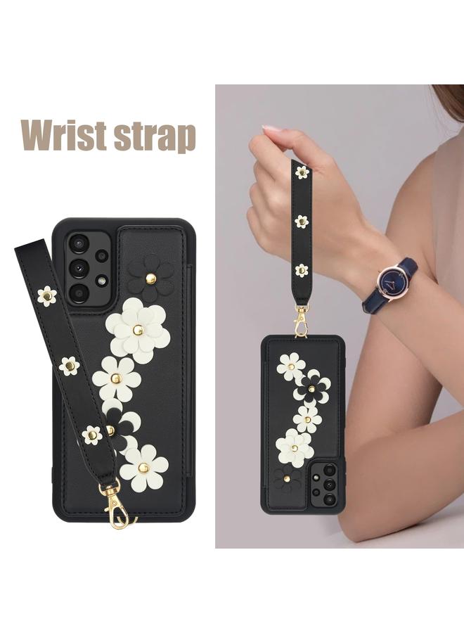 S-TOP Case For Samsung Galaxy A04s / A04 / M13 5G Crossbody Flower Pattern Leather Phone Case - Image 3