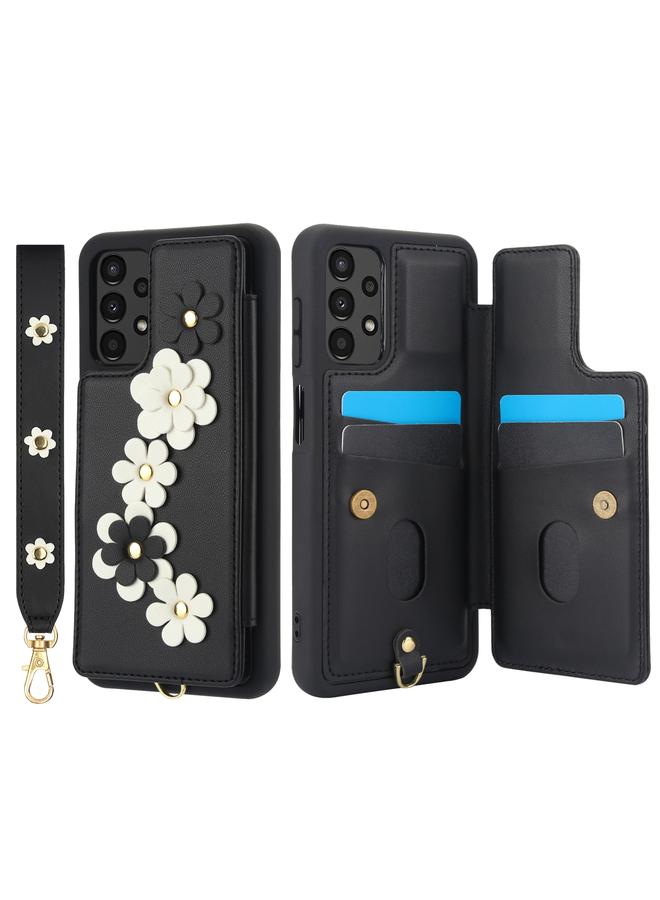 S-TOP Case For Samsung Galaxy A04s / A04 / M13 5G Crossbody Flower Pattern Leather Phone Case - Image 2