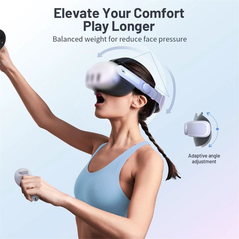 ربطة رأس VR Elite: دعم بيولوجي مطبوع بتقنية TPU باللون الأبيض - جلد اصطناعي ناعم منخفض الضغط ورغوة ذاكرة لـ Meta Quest 3 و Quest 3S، لجلسات الألعاب الطويلة باستخدام الواقع الافتراضي، وأصحاب النظارات - Image 4