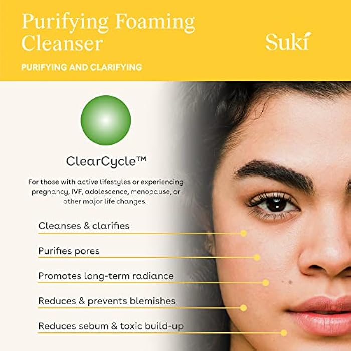 Suki Purifying Foaming Cleanser Face Wash with Apple Enzymes Anthocyanins & Polyphenols for Deep Pore Cleansing on Oily Dry Sensitive Skin, Clarifying Blemish Control, Hydrating Daily Facial Wash - Image 3