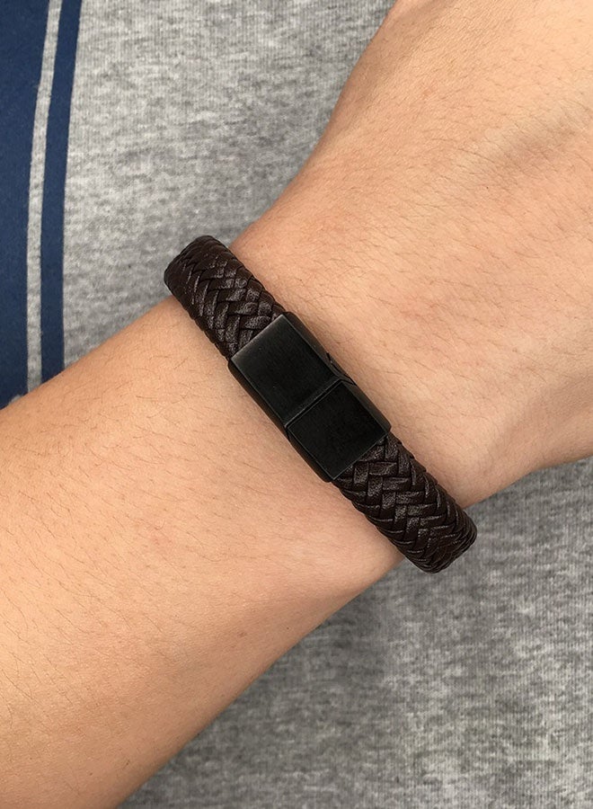 Retro hand-woven leather rope magnetic buckle bracelet - Image 4