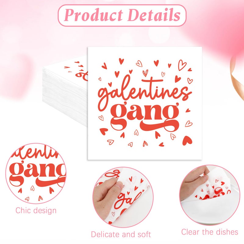 Luktastic Galentines Napkins, 50Pcs Galentines Gang Cocktail Paper Napkins, Girls Ladies Galentine's Day Decorations, Disposable Guest Hand Towels for Home Dinner Valentine's Day Party Supplies Tableware Decor - Image 3