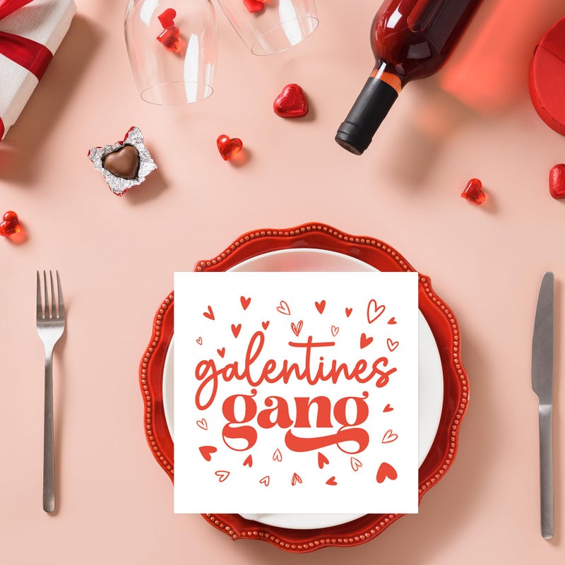 Luktastic Galentines Napkins, 50Pcs Galentines Gang Cocktail Paper Napkins, Girls Ladies Galentine's Day Decorations, Disposable Guest Hand Towels for Home Dinner Valentine's Day Party Supplies Tableware Decor - Image 4