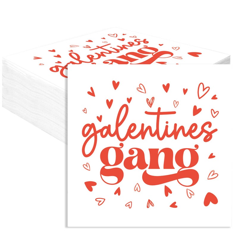 Luktastic Galentines Napkins, 50Pcs Galentines Gang Cocktail Paper Napkins, Girls Ladies Galentine's Day Decorations, Disposable Guest Hand Towels for Home Dinner Valentine's Day Party Supplies Tableware Decor - Image 1