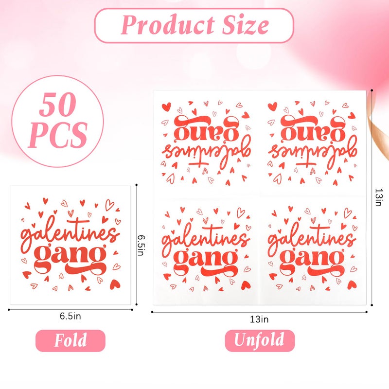 Luktastic Galentines Napkins, 50Pcs Galentines Gang Cocktail Paper Napkins, Girls Ladies Galentine's Day Decorations, Disposable Guest Hand Towels for Home Dinner Valentine's Day Party Supplies Tableware Decor - Image 2