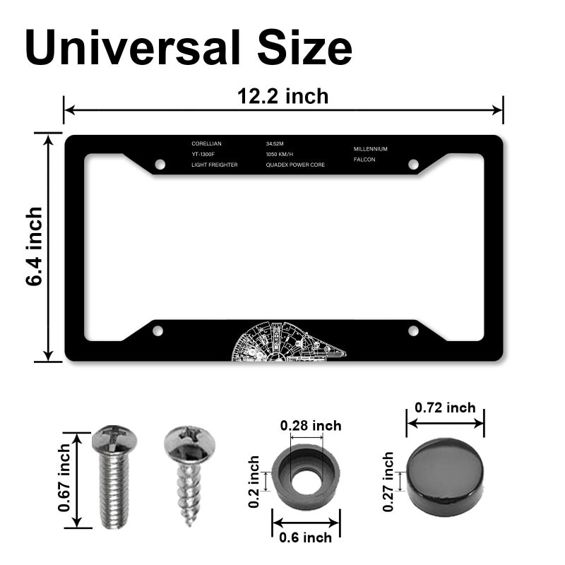DGDRHZ Anime Star License Plate Framesï¼ŒWars Car Accessories for Women & Menï¼ŒCute License Plate Holderï¼ŒAluminum License Plate Frame Fits Standard US Vehicles Size 12.2 x 6 Inch (Black-2pcs) - Image 2