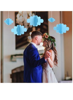 Excefore 16-Pack Fake Clouds for Ceiling, 3D Cloud Hanging Decorations, Artificial Cloud Props, Cloud Ornaments for Children Room, Nursery, Baby Baptism Party, Wedding, Stage Decor, Blue  - Image 4