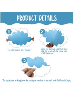 Excefore 16-Pack Fake Clouds for Ceiling, 3D Cloud Hanging Decorations, Artificial Cloud Props, Cloud Ornaments for Children Room, Nursery, Baby Baptism Party, Wedding, Stage Decor, Blue  - Image 3