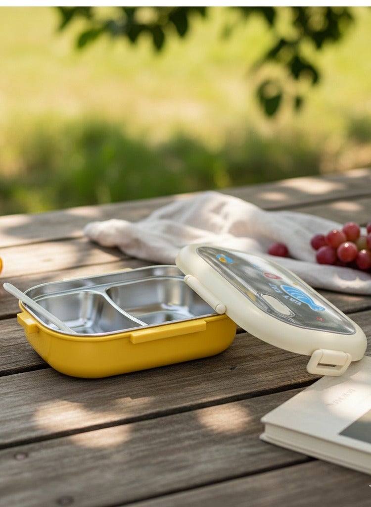 Toshionics Stainless Steel Lunch Box – 1.4L – with 2 Compartments, Microwave Safe, Spoon, Leakproof Lid, BPA Free, Freezer & Dishwasher Safe – for Kids & Adults – Ideal for School, Office, Travel – 20 x 14 x 5 cm - Image 1