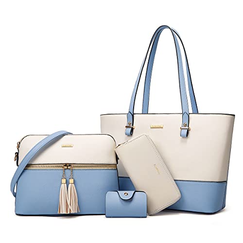 YTL Women Fashion Handbags Wallet Tote Bag Shoulder Bag Top Handle Satchel Purse Set 4pcs - Image 1