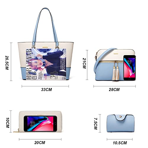 YTL Women Fashion Handbags Wallet Tote Bag Shoulder Bag Top Handle Satchel Purse Set 4pcs - Image 3