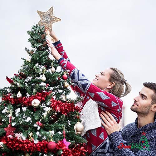 Ornativity Christmas Glitter Star Tree Topper - Rose Gold and Silver Bethlehem Star Sparkle Toppers Xmas Holiday Trees Top Decor Ornament 10" - Image 2
