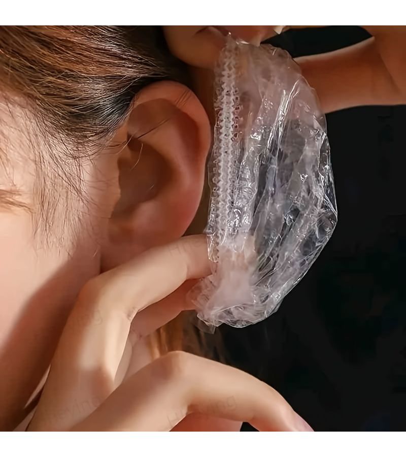300pcs Transparent Disposable Ear Covers for Bathing Hair Dyeing Salon - Image 1