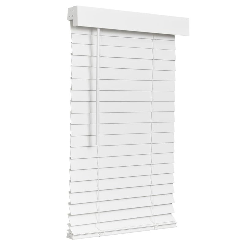 Lotus & Windoware Cordless Faux Wood Blind, Smooth, Bright White, Privacy Slats, Blinds for Indoor Windows, 34.5" Wide x 60" Long - Image 1