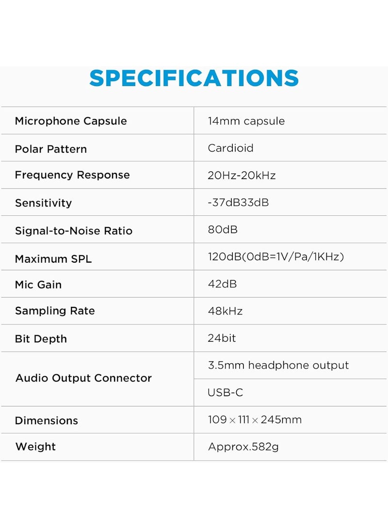 BOYA USB Computer Microphone BY-CM6 for Live Streaming, Gaming, Studio Music Recording, Podcasting, ASMR, Video Voice Over - Image 5