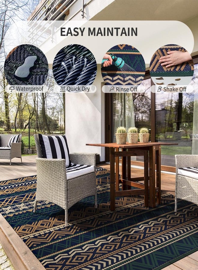 MontVoo Outdoor Rug Carpet 8x10 Waterproof-Patio Rug Mat Reversible RV Camping Rug Picnic Mat Plastic Straw Outside Rug for Balcony Porch Deck Beach-Boho Outdoor Area Rug for Patio Decor Colorful - Image 3