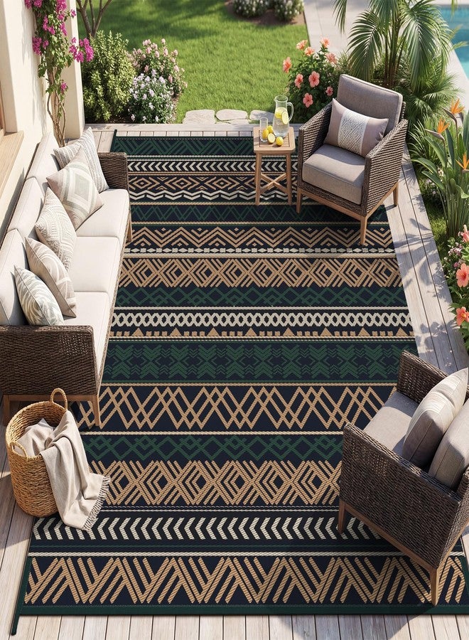 MontVoo Outdoor Rug Carpet 8x10 Waterproof-Patio Rug Mat Reversible RV Camping Rug Picnic Mat Plastic Straw Outside Rug for Balcony Porch Deck Beach-Boho Outdoor Area Rug for Patio Decor Colorful - Image 1