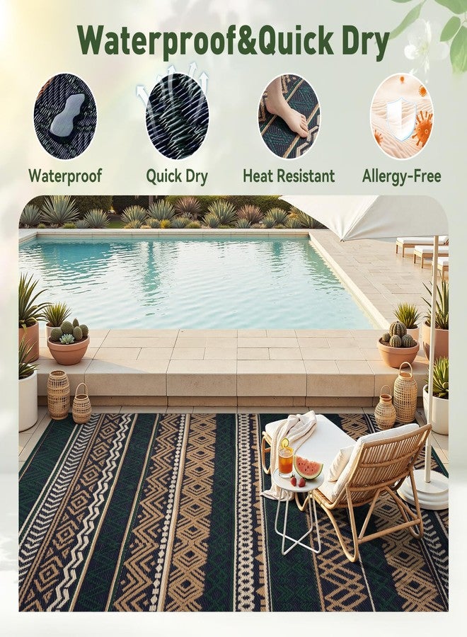 MontVoo Outdoor Rug Carpet 8x10 Waterproof-Patio Rug Mat Reversible RV Camping Rug Picnic Mat Plastic Straw Outside Rug for Balcony Porch Deck Beach-Boho Outdoor Area Rug for Patio Decor Colorful - Image 2