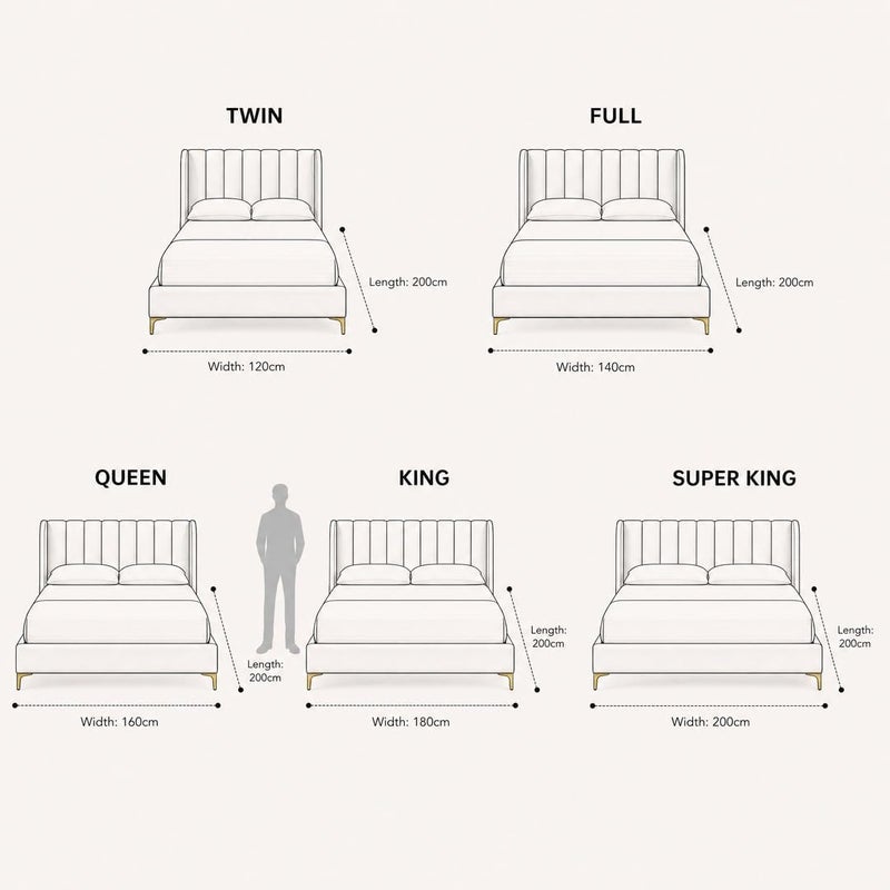Modern Velvet Upholstered Platform Bed Frame with Vertical Channel Tufted Headboard and Golden Metal Legs - King Size (Light Grey) - Image 2