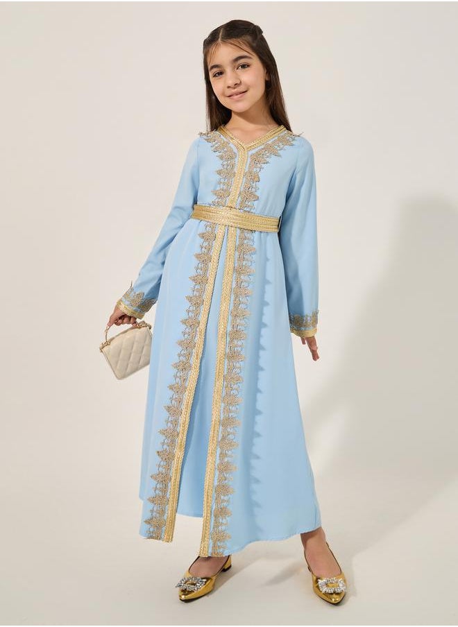 Styli Embellished V Neck Layered Dress  - Image 1
