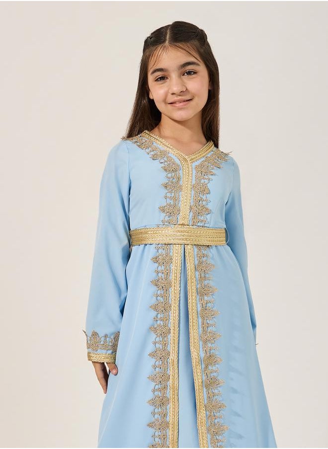 Styli Embellished V Neck Layered Dress  - Image 3