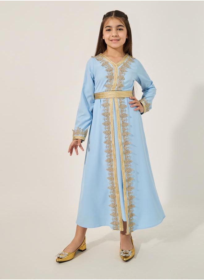 Styli Embellished V Neck Layered Dress  - Image 2