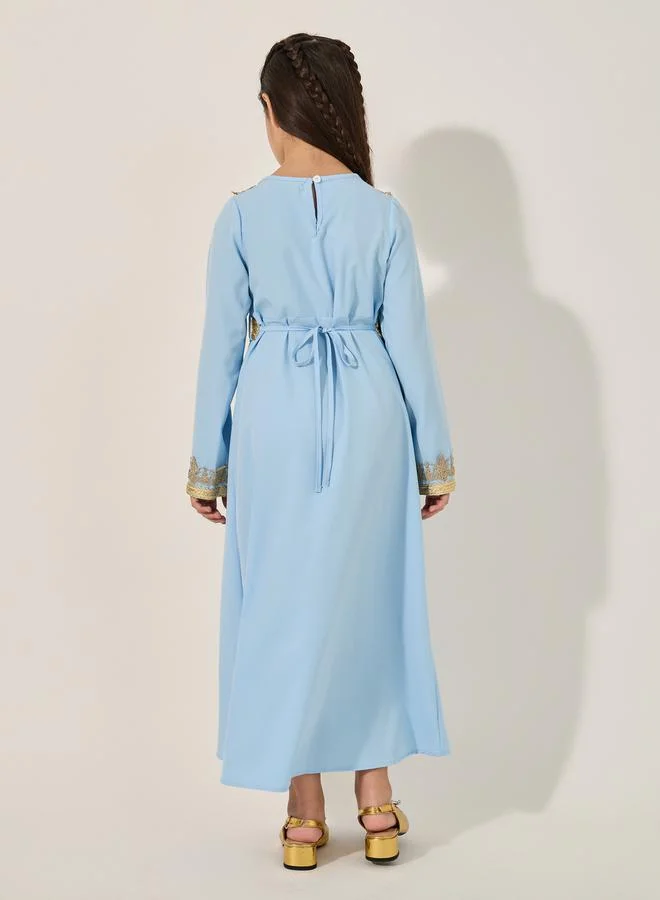 Styli Embellished V Neck Layered Dress