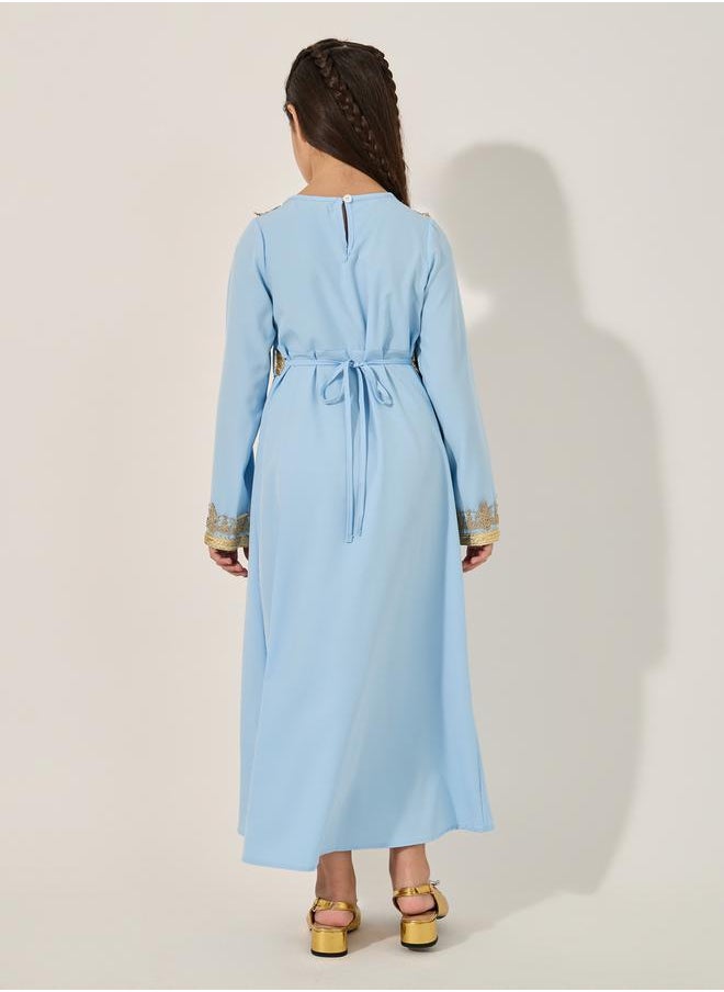 Styli Embellished V Neck Layered Dress  - Image 5