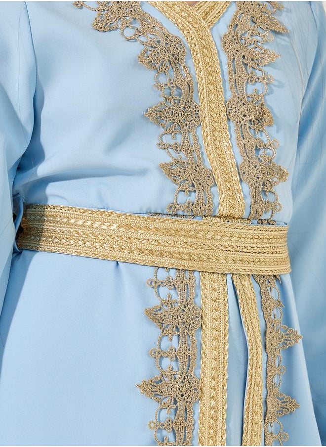 Styli Embellished V Neck Layered Dress  - Image 4