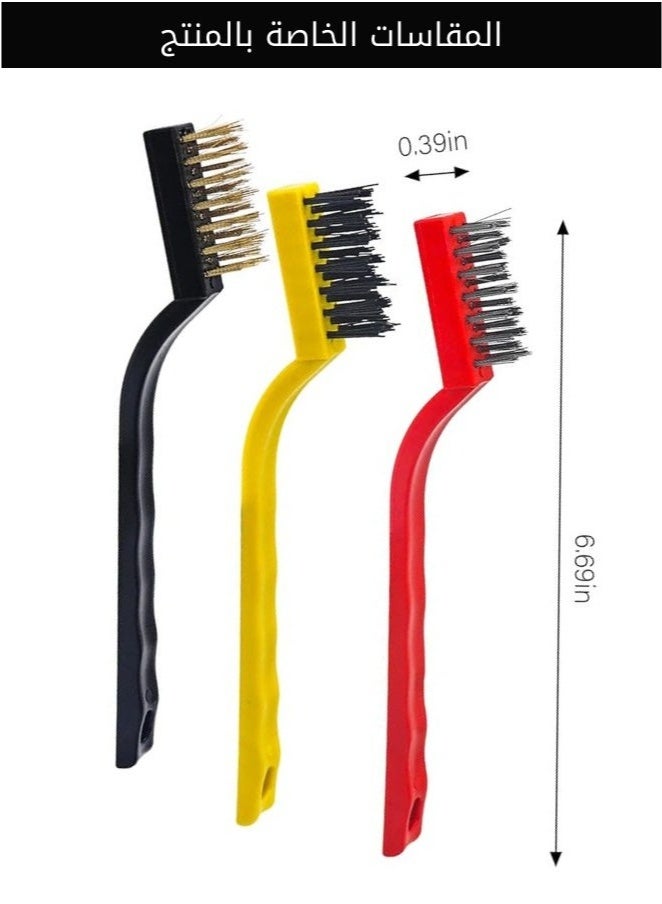 فرشاة تنظيف الفرن، مجموعة من ثلاثة فرش تنظيف منزلية لموقد الغاز مصنوعة من النحاس والنايلون والاستانلس ستيل - Image 5