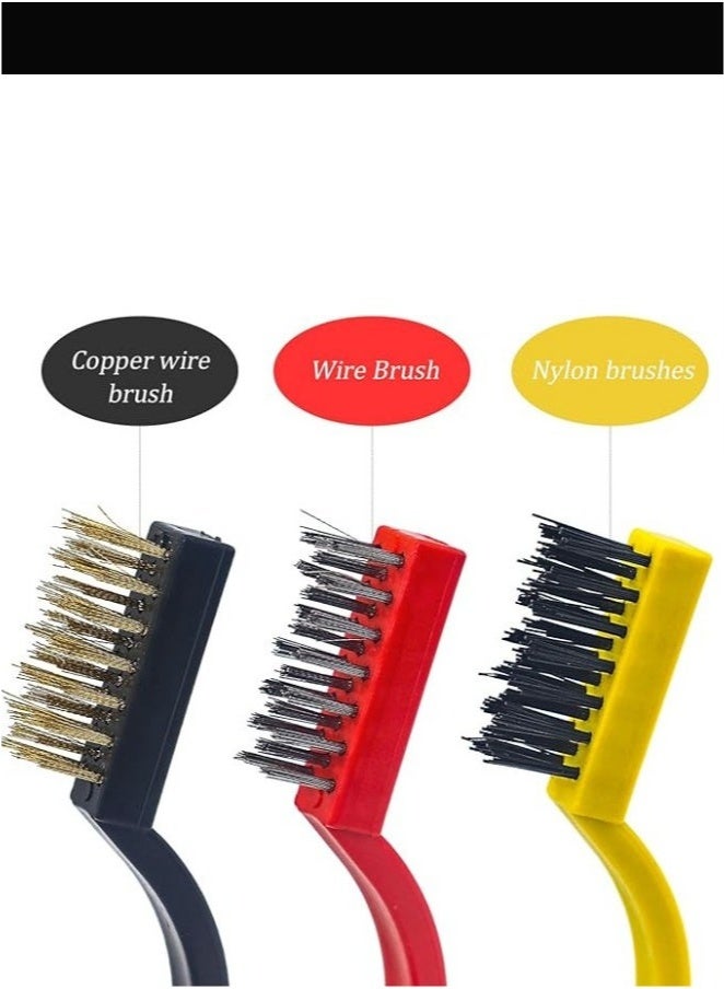 فرشاة تنظيف الفرن، مجموعة من ثلاثة فرش تنظيف منزلية لموقد الغاز مصنوعة من النحاس والنايلون والاستانلس ستيل - Image 2