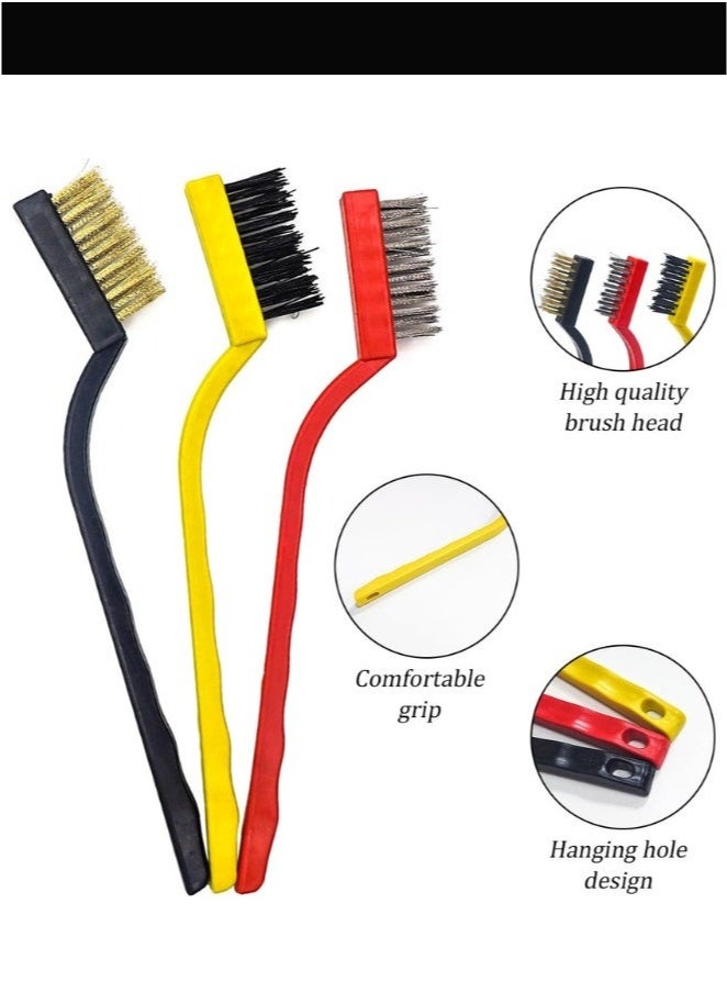 فرشاة تنظيف الفرن، مجموعة من ثلاثة فرش تنظيف منزلية لموقد الغاز مصنوعة من النحاس والنايلون والاستانلس ستيل - Image 3