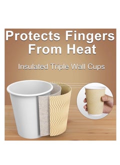 MahMir MahMir® 8oz. Brown Disposable Ripple Insulated Coffee Cups - Eco-Friendly Disposable Cups - Hot Beverage Corrugated Paper Cups - Sleeve Ripple Wall Paper Coffee Cups for Drink - Tea Cup (8 oz. 50pcs)  - Image 3