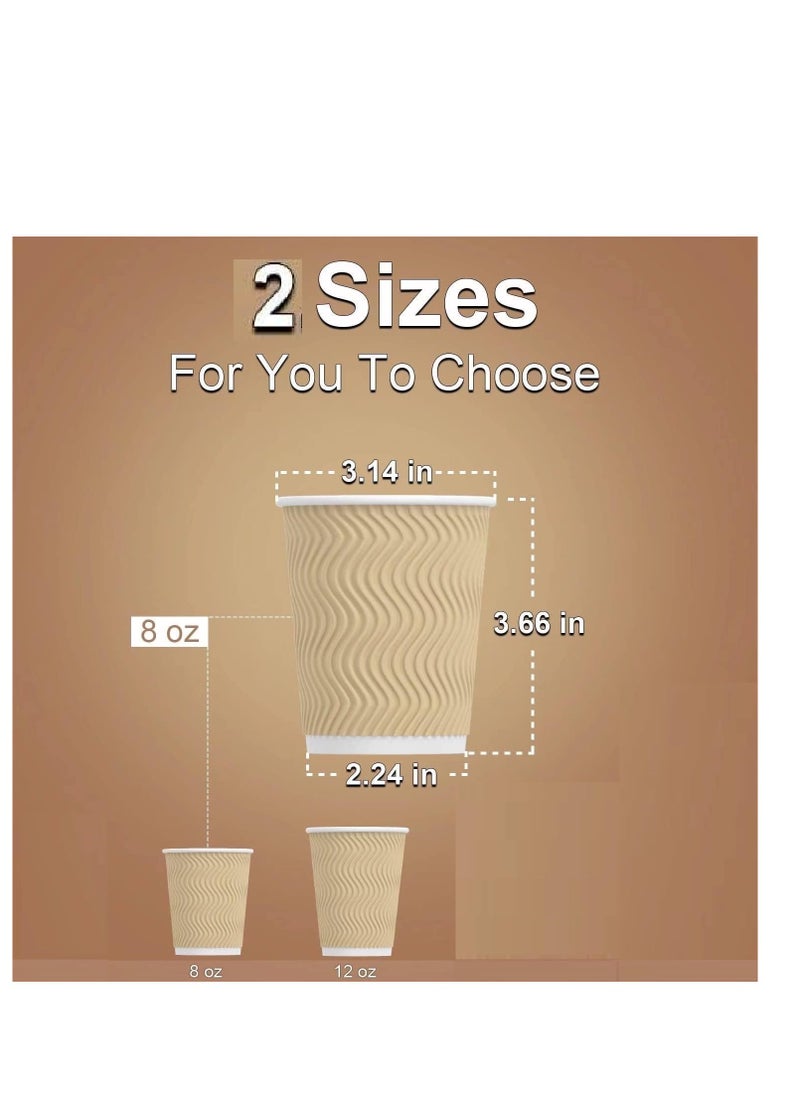 MahMir® 8oz. Brown Disposable Ripple Insulated Coffee Cups - Eco-Friendly Disposable Cups - Hot Beverage Corrugated Paper Cups - Sleeve Ripple Wall Paper Coffee Cups for Drink - Tea Cup (8 oz. 50pcs) - pzsku/Z67F669225A262ABF8746Z/45/_/1710434432/4b07d3f3-c758-4cd9-bc3b-40fb6bcf6b6f