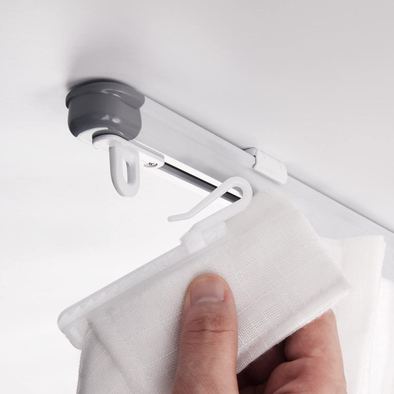 ZSTARR Retractable Ceiling Curtain Track MeasurementFree Curtain Track 5194For Room Divider Shower Curtain Parallel bay window RV Curtain Track White
