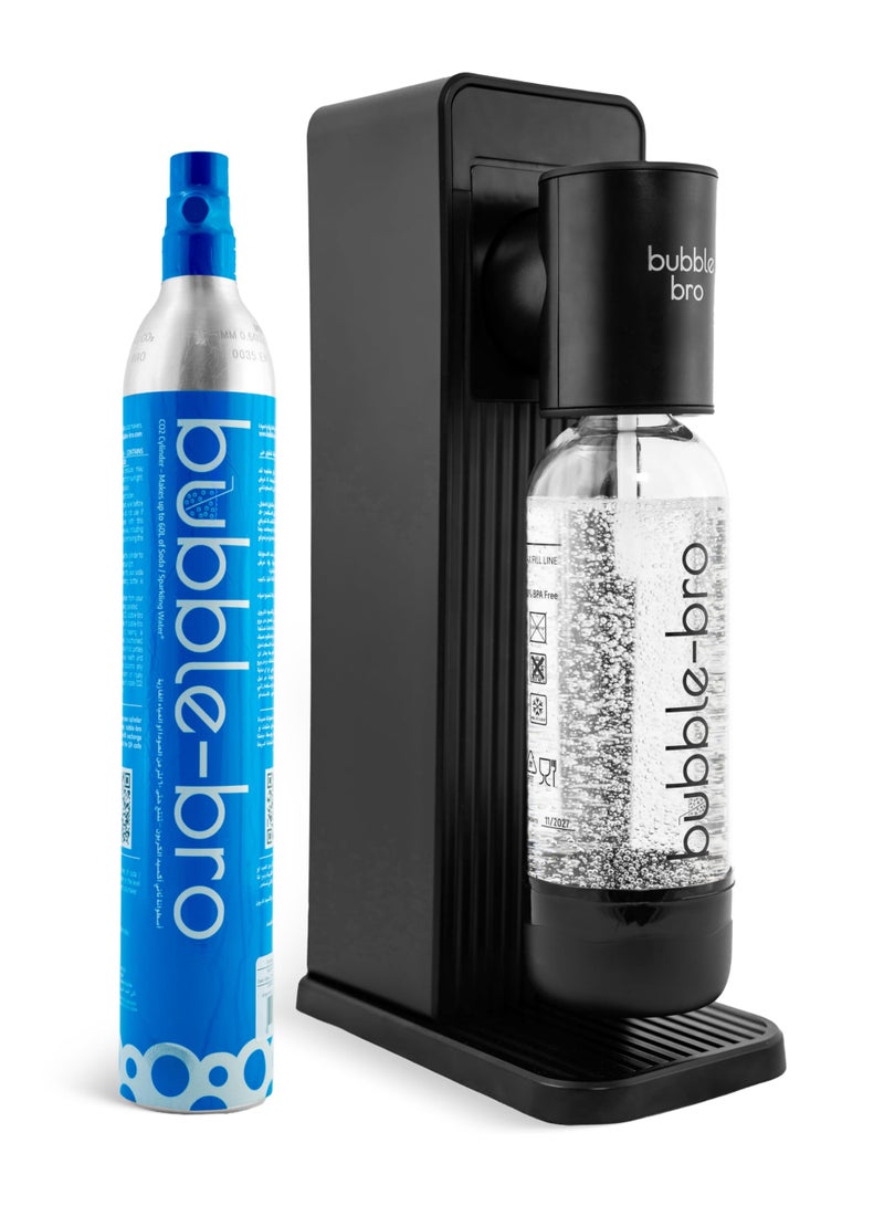 bubble-bro Bubble Bro Origin Sparkling Water Maker Starter Kit – Comes with a 1L BPA-free carbonating bottle and a CO₂ cylinder – Enjoy fresh sparkling water anytime, anywhere (Black) - Image 1