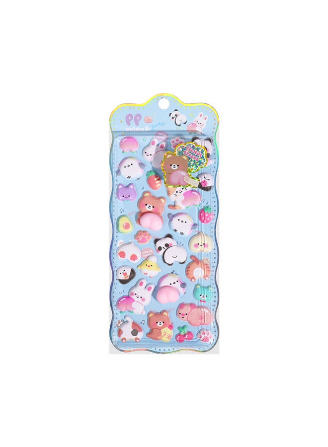 Flash Hot Shimmer Stickers 3d Relief Stickers Solid Children's Cartoon Animal Crystal Phone Case Decorations - Image 1